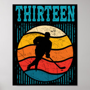Affiche Anniversaire 13 ans rétro hockey sur glace garçon