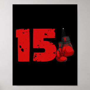 Affiche Anniversaire 15 ans Boxe Adolescent de quinze ans