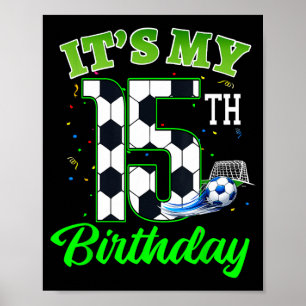 Affiche Anniversaire 15 Ans Football Garçon Fille Enfants