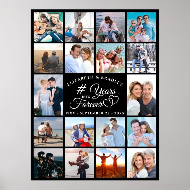 Affiche Anniversaire 18 Photo Collage ANNÉES EN FOREVER (Devant)