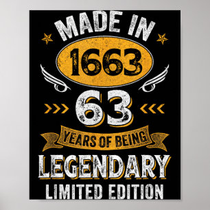 Affiche Anniversaire 1963 63 ans Vintage