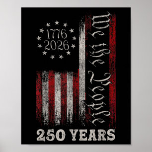 Affiche Anniversaire 250 ans d'Amérique Drapeau américain