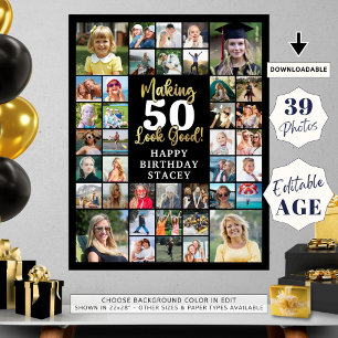 Affiche Anniversaire 39 Photo Collage Rendre AGE Bon