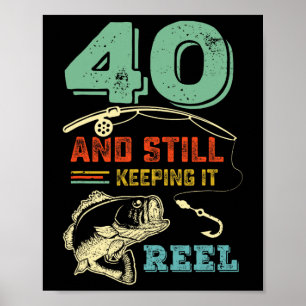 Affiche Anniversaire 40 ans pêche s'éturnissant 40 pêcheur