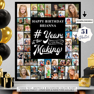 Affiche Anniversaire 51 Collage de photos Années en prépar