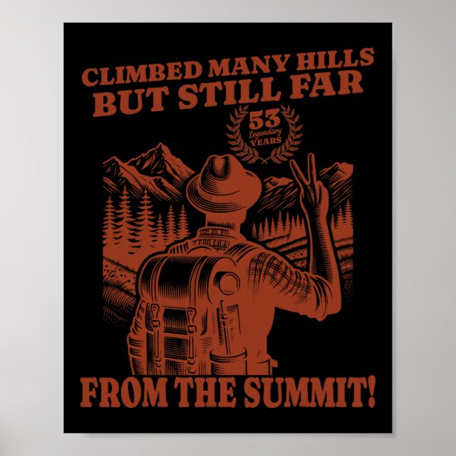 Affiche Anniversaire 53 drôle Randonnée – Grimper de nombr (Devant)