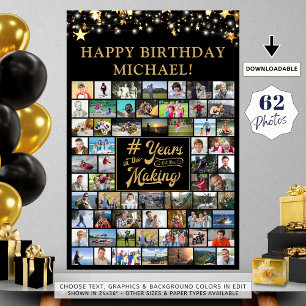 Affiche Anniversaire 62 Photo Collage # Années dans la fab