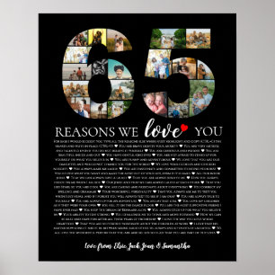 Affiche anniversaire 65 raisons pour lesquelles je t'aime 