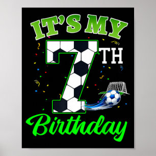 Affiche Anniversaire 7 ans Football Garçon Fille Enfants F