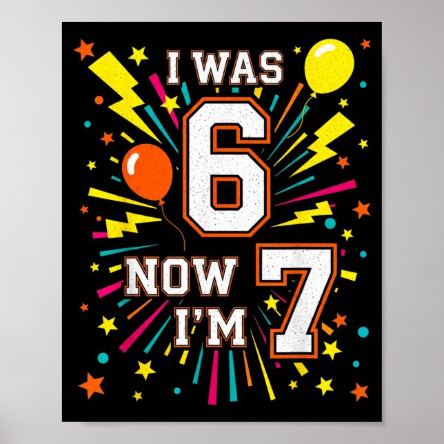Affiche Anniversaire 7 Ans J'avais 6 Ans Maintenant J'ai 7 (Devant)