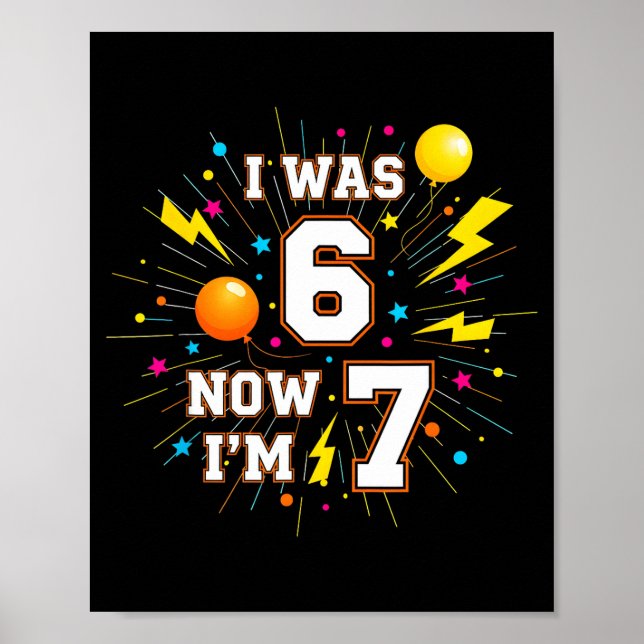 Affiche Anniversaire 7 Ans J'avais 6 Ans Maintenant J'ai 7 (Devant)