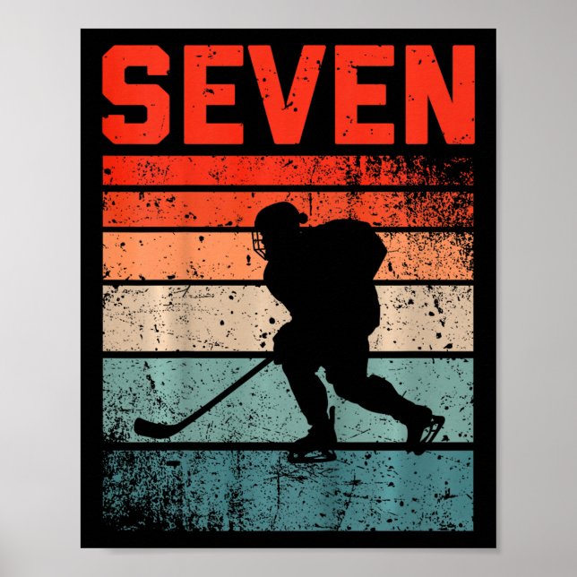 Affiche Anniversaire 7 Ans Rétro Hockey Sur Glace Fille Ga (Devant)
