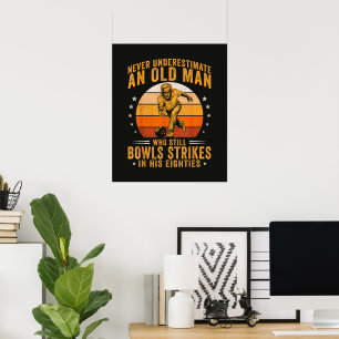 Affiche Anniversaire 80 ans de Grand-père de bowling