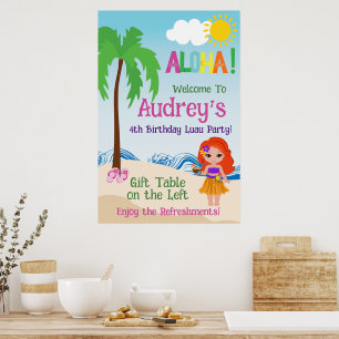 Affiche Anniversaire Aloha Luau