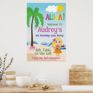 Affiche Anniversaire Aloha Luau
