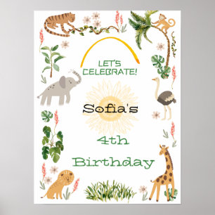 Affiche Anniversaire animal de la jungle mignonne 2