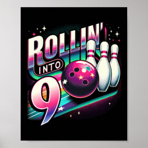 Affiche Anniversaire Bowling Roulant Dans La Fête 9 9e Ann