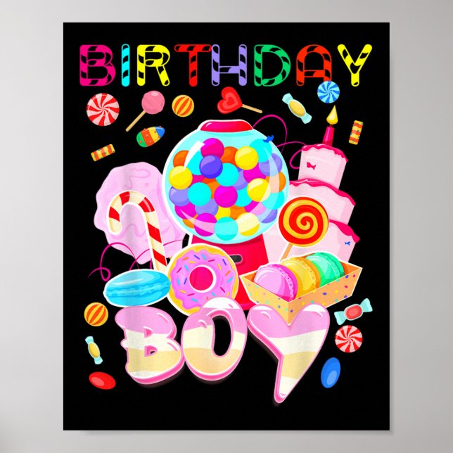 Affiche Anniversaire Boy Candy Land Candy Crew Sweet Anniv (Devant)
