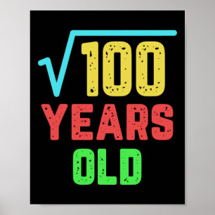 Affiche Anniversaire Cadeau Carré Racine De 100 10 Ans