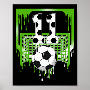 Affiche Anniversaire de 11 ans Soccer Ice Cream Drip Fête