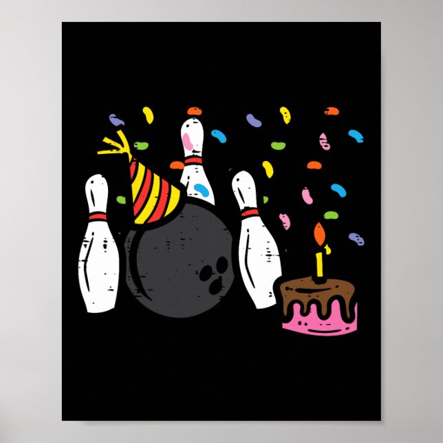 Affiche Anniversaire de Bowling Fête d'anniversaire Joueur (Devant)