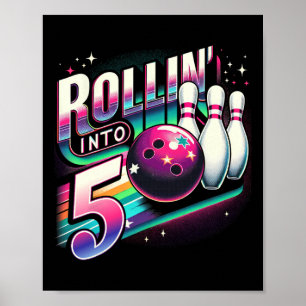 Affiche Anniversaire de Bowling Roulant Dans 5 Fête Annive