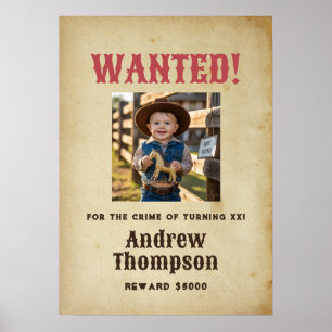 Affiche Anniversaire de Cowboy de l'Ouest Recherché
