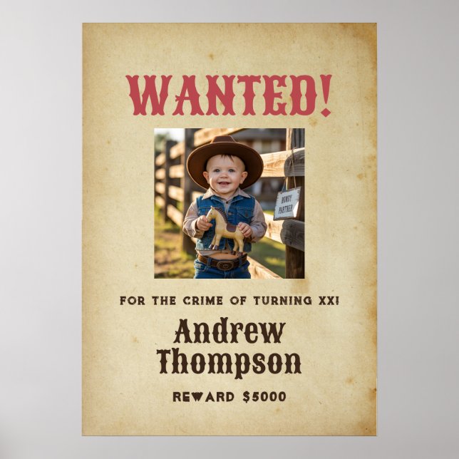 Affiche Anniversaire de Cowboy de l'Ouest Recherché (Devant)