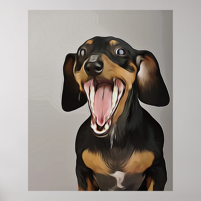 Affiche Anniversaire de Dachshund Yawning Dachshund (Devant)