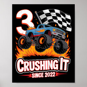 Affiche Anniversaire de enfant Camion Monster 3 ans Garçon