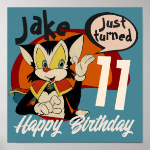 Affiche anniversaire de enfant de bande dessinée rétro vin