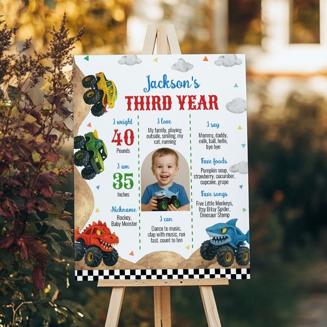 Affiche Anniversaire de enfant de camion Monster moderne p (Créateur téléchargé)