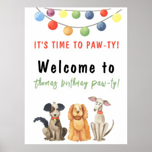 Affiche Anniversaire de enfant de chien aquarelle