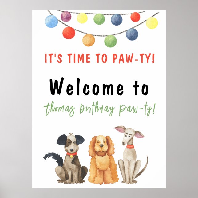Affiche Anniversaire de enfant de chien aquarelle (Devant)