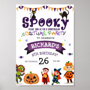 Affiche Anniversaire de enfant du costume d'Halloween éffr