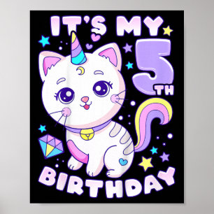Affiche Anniversaire de enfant fille 5 ans