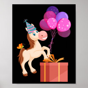 Affiche Anniversaire de enfant Party Cute Animal Horse Lov