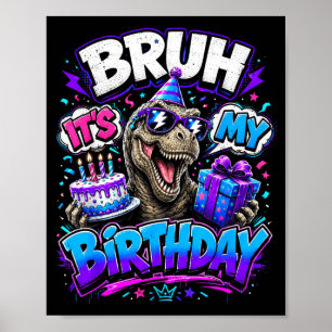 Affiche Anniversaire de frère T-Rex dinosaure hommes garço
