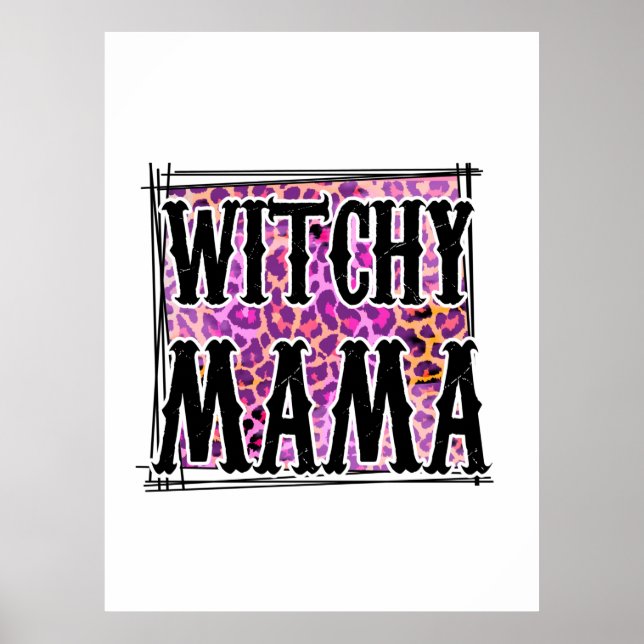 Affiche Anniversaire de Halloween Leopard Witchy Mama (Devant)