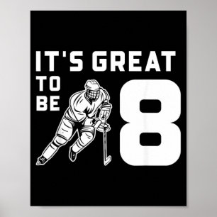 Affiche Anniversaire de hockey sur glace 8 ans garçons fil