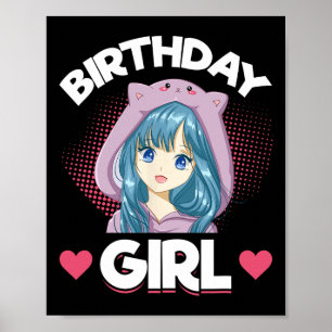 Affiche Anniversaire de la fille Anime Manga Anniversaire