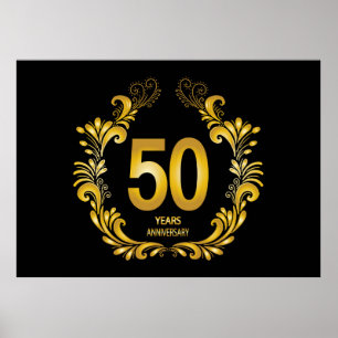 Affiche Anniversaire de la Parties scintillant d'or de 50 
