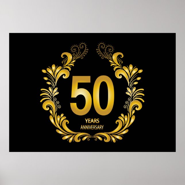 Affiche Anniversaire de la Parties scintillant d'or de 50  (Devant)