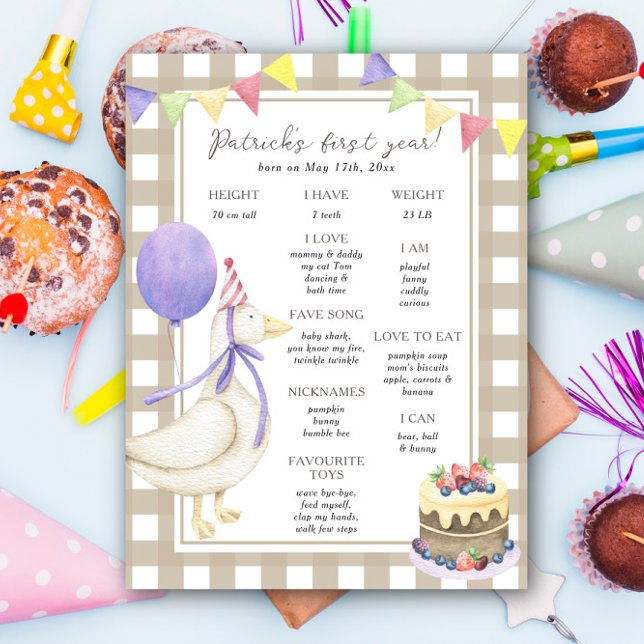 Affiche Anniversaire de la première oie Jalon Anniversaire (Créateur téléchargé)