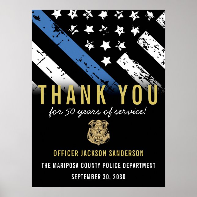 Affiche Anniversaire de la retraite de la police Ligne ble (Devant)