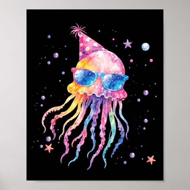 Affiche Anniversaire de la Sirène Méduse Été Assorti (Devant)