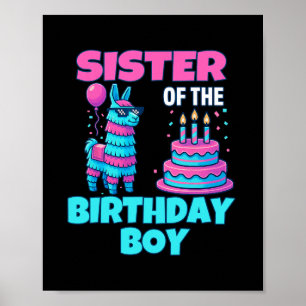 Affiche Anniversaire de la soeur garçon lama pinata fête f
