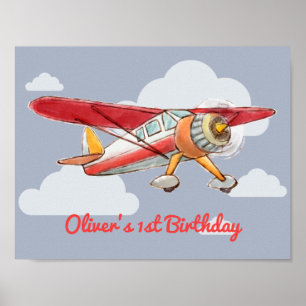 Affiche Anniversaire de l'avion vintage