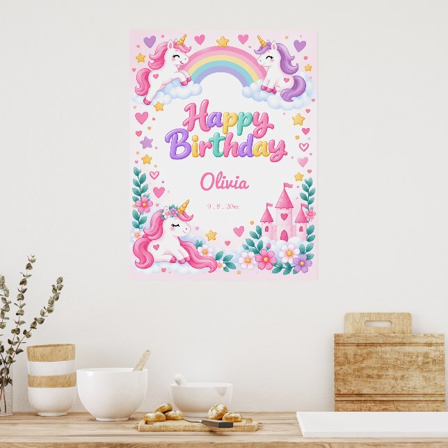 Affiche Anniversaire de Licorne Magique (Cuisine)