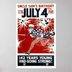 Affiche Anniversaire de l'Oncle vintage Sam
